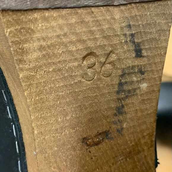 Sanita DANSKO black Leather & knit Wooden BOHO Clog Platform Heels Boots - Picture 8 of 8